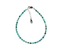 LKBEADS Bracelet en perles rondes à facettes de 2 mm en turquoise et chrysocolle, fermoir plaqué argent réglable de 17,8 cm, pour hommes et femmes | LK_STACK_08758