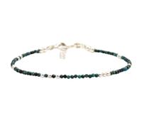 LKBEADS Bracelet en perles rondes à facettes en chrysocolle de 2 mm, fermoir réglable en plaqué argent de 17,8 cm, pour hommes et femmes | LK_STACK_02003