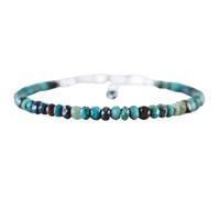 LKBEADS Bracelet en perles rondes à facettes en chrysocolle de 3,5 mm, fermoir réglable en plaqué argent de 17,8 cm, pour hommes et femmes | LK_STACK_02010