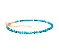 LKBEADS Bracelet en perles rondes facettées de 3 mm en chrysocolle turquoise, fermoir plaqué or réglable de 17,8 cm, pour hommes et femmes | LK_STACK_07317