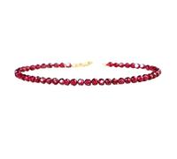LKBEADS Bracelet en perles rondes facettées en grenat de 2 mm, fermoir plaqué or de 17,8 cm, pour hommes et femmes | LK_STACK_03246
