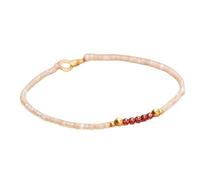 LKBEADS Bracelet en pierre de lune arc-en-ciel et grenat rhodolite, perles facettées de 2 mm, plaqué or, 17,8 cm, pour hommes et femmes | LK_STACK_08479