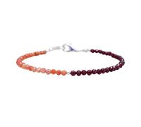 LKBEADS Bracelet en pierre de soleil et grenat, perles rondes à facettes de 2 à 2,5 mm, fermoir plaqué argent de 17,8 cm, pour hommes et femmes | LK_STACK_08684