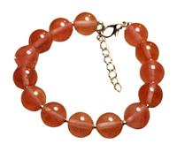 LKBEADS Bracelet en quartz cerise, perles rondes de 10 mm, coupe lisse, fermoir plaqué or réglable de 17,8 cm, pour hommes et femmes | LK_STACK_01923