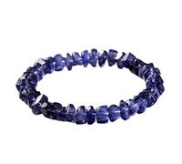 LKBEADS Bracelet en quartz iolite naturel, pierre précieuse de 85 mm, forme d'éclat, brute ou taillée, couleur bleue, 18 cm (7 pouces), bracelet empilable, bijou fait main |LK_SLNK_00065