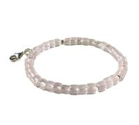 LKBEADS Bracelet en quartz rose naturel, pierre précieuse de 5 x 5 mm, forme boîte, taille lisse, couleur rose, 19 cm (7,5 pouces), bracelet empilable, bijou fait main |LK_SLNK_00116