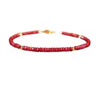 LKBEADS Bracelet en rubis de 3 mm, perles facettées, plaqué or, 17,8 cm, pour hommes et femmes | LK_STACK_05923