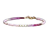 LKBEADS Bracelet en rubis et opale rose, perles rondes et rondelles de 2,5 mm, à facettes, fermoir plaqué or réglable de 17,8 cm, pour hommes et femmes | LK_STACK_08568