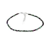 LKBEADS Bracelet en rubis et zoïsite, perles rondes à facettes de 2 mm, fermoir plaqué argent réglable de 17,8 cm, pour hommes et femmes | LK_STACK_05978