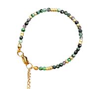 LKBEADS Bracelet en rubis zoïsite, perles rondes à facettes de 3 mm, fermoir plaqué or réglable de 17,8 cm, pour hommes et femmes | LK_STACK_06006