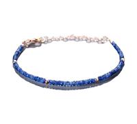 LKBEADS Bracelet en saphir de Birmanie de 2,5 à 3 mm, perles facettées en forme de rondelle, fermoir plaqué argent réglable de 17,8 cm, pour hommes et femmes | LK_STACK_01734