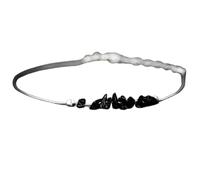 LKBEADS Bracelet en spinelle noir de 3 à 6 mm, perles brutes taillées, fermoir plaqué argent, 17,8 cm, pour hommes et femmes | LK_STACK_01135