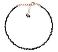 LKBEADS Bracelet en spinelle noire, perles rondes à facettes de 2 mm, fermoir plaqué or réglable de 17,8 cm, pour hommes et femmes | LK_STACK_01234