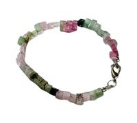 LKBEADS Bracelet en tourmaline naturelle 7x4mm, pierres précieuses multicolores, taille éclat, non taillées et taillées, bracelet empilable de 18 cm, bijou fait main |LK_SLNK_00117