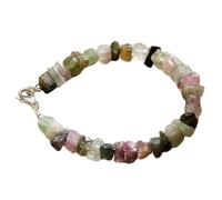 LKBEADS Bracelet en tourmaline naturelle de 6 à 9 mm, pierres précieuses multicolores, taille éclat, non taillées et taillées, 18 cm (7 pouces), bijou fait main |LK_SLNK_00395