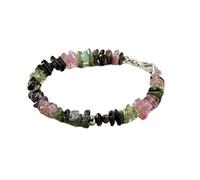 LKBEADS Bracelet en tourmaline naturelle de 8 à 10 mm, pierres précieuses multicolores, taille éclat, non taillées et taillées, bracelet empilable de 18 cm, bijou fait main |LK_SLNK_00099
