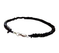 LKBEADS Bracelet en tourmaline noire de 3,5 mm, perles à facettes, forme rondelle, fermoir plaqué argent, 17,8 cm, pour hommes et femmes | LK_STACK_01295