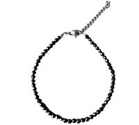 LKBEADS Bracelet en tourmaline noire ronde de 2,5 mm, perles à facettes, fermoir plaqué argent réglable de 17,8 cm, pour hommes et femmes | LK_STACK_01301