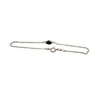 LKBEADS Bracelet en tourmaline noire ronde de 4 mm, perles à facettes, fermoir plaqué argent de 17,8 cm, pour hommes et femmes | LK_STACK_01341