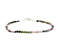 LKBEADS Bracelet en tourmaline pastèque de 3 mm, perles à facettes, taille ronde, 17,8 cm, fermoir plaqué argent réglable, pour hommes et femmes | LK_STACK_06620