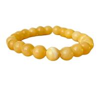 LKBEADS Calcite naturelle 8 mm | Pierre ronde à taille lisse | Pierre jaune | Bracelet extensible de guérison | Bracelet énergétique | Bijou fait main | LK_WOSB_00083_6.5