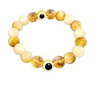 LKBEADS Citrine naturelle, œil de tigre et calcite, 8 mm | Pierre ronde à taille lisse | Pierre jaune | Bracelet élastique énergétique | Bijou fait main | LK_WOSB_00267_7