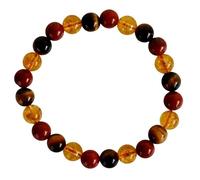 LKBEADS Citrine naturelle, jaspe rouge et œil de tigre, 8 mm | Pierre ronde à taille lisse | Pierre multicolore | Bracelet élastique | Bijou fait main | LK_WOSB_00757_6.5