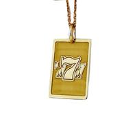 LKBEADS Collier argent sterling 925 24 x 18 mm Chaîne 45 cm Pendentif 7 chiffres porte-bonheur Breloque rectangulaire pour amoureux du casino forme disque jeu plaqués or | LKRPG_002059