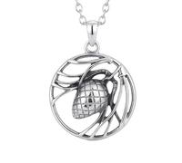 LKBEADS Collier avec aiguilles de pin. Petit modèle | LK_NLC_02912 | inch cable chain, 24 mm round celestial engraved disc necklace, solar lunar planet star orbit design, 1.5