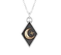 LKBEADS Collier avec croissant de lune et étoile en bronze. |LK_NLC_02704 | round engraved stag disc pendant with 18 inch cable chain 22-26mm nature wildlife jewelry gift for men