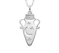 LKBEADS Collier avec flacon de liège et potion magique |LK_NLC_02864 | plated round disc engraved cat moon night sky charm with 18 inch cable chain polished finish 22-24 mm