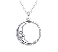 LKBEADS Collier avec motif de croissant de lune | LK_NLC_02696 | plated round engraved compass rose medallion with 18 inch cable chain 22-26mm navigation symbol jewelry
