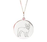 LKBEADS Collier avec pendentif bouledogue français en argent sterling 925 | Charm chien délicat | Avec chaîne de 45 cm. Taille : 24 mm | Bijou unisexe fait main plaqué argent | LKRPS_00254