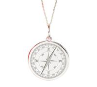 LKBEADS Collier avec pendentif boussole en argent sterling 925 | Charm délicat | Avec chaîne de 45 cm et stylo. Taille : 24 mm | Bijou unisexe fait main plaqué argent | LKRPS_00211