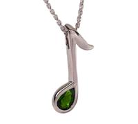 LKBEADS Collier avec pendentif en grenat naturel vert facetté, 24 x 13 mm, en argent sterling 925, symbole de la musique, avec chaîne de 45 cm, énergie, passion, protection, chakra racine, cadeau |