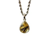 LKBEADS Collier avec pendentif en opale dendritique naturelle blanche en forme de poire, argent sterling 925, chaîne câble de 45 cm (18 pouces), bijou unisexe |LK_S_GP_0037