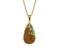 LKBEADS Collier avec pendentif en turquoise naturelle, forme poire, argent sterling 925, chaîne câble de 45 cm (18 pouces), bijou unisexe |LK_S_GP_0264