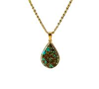 LKBEADS Collier avec pendentif en turquoise naturelle, forme poire, argent sterling 925, chaîne câble de 45 cm (18 pouces), bijou unisexe |LK_S_GP_0249