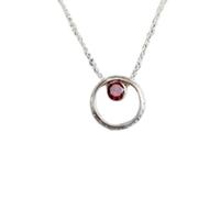 LKBEADS Collier avec pendentif rond facetté en grenat naturel de 5 mm, en argent sterling 925, avec chaîne de 45 cm, énergie, passion, protection, chakra racine, cadeau pour femme &|gmpd_0483