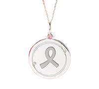 LKBEADS Collier avec pendentif ruban de sensibilisation en argent sterling 925 | Charm délicat pour le cancer du sein | Avec chaîne de 45 cm. Taille : 24 mm | Plaqué argent unisexe | LKRPS_00027