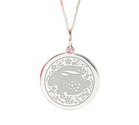 LKBEADS Collier avec pendentif signe du zodiaque lapin en argent sterling 925 | Charmant pendentif chinois | Avec chaîne de 45 cm. Taille : 24 mm | Bijou unisexe fait main plaqué argent | LKRPS_00070