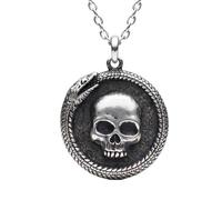 LKBEADS Collier avec tête de serpent ouroboros. |LK_NLC_02877 | crescent moon wolf engraved disc necklace with 18 inch cable chain 24 mm pendant 1.5 mm thick high polish