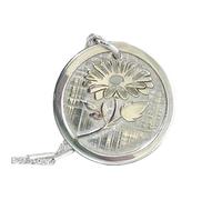 LKBEADS Collier camomille en argent sterling 925 | Collier floral | avec chaîne de 45 cm. Taille : 24 mm | Médaillon de fleur gravé, bijou unisexe plaqué argent | LKRPS_00327