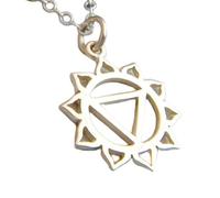 LKBEADS Collier chakra du plexus solaire en argent sterling 925, petit pendentif yoga charmyogi, cadeau simple, zen, délicat, bijou de tous les jours, troisième 3e | avec chaîne de 18 pouces | plaqué