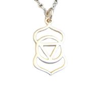 LKBEADS Collier chakra du troisième œil en argent sterling 925 | Petit pendentif yoga | Cadeau zen simple et délicat | Bijou du quotidien | Chaîne de 45 cm | Plaqué argent | LK_PNK_03037