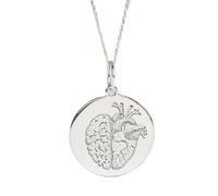 LKBEADS Collier cœur et cerveau en argent sterling 925 | Pendentif cerveau | Avec chaîne de 45 cm. Taille : 24 mm | Charmant pendentif anatomique, psychologue, médecin, plaqué argent | LKRPS_00237