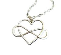 LKBEADS Collier cœur infini en argent sterling 925, petit pendentif quotidien, délicat et féminin, grand charme d'amour infini. Cadeau romantique | Chaîne de 45 cm | Plaqué argent | L_PN_0332