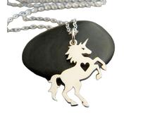 LKBEADS Collier cœur licorne en argent sterling 925, pendentif délicat et fantaisiste, petit bijou féerique, cadeau unique pour adolescentes | avec chaîne de 45 cm | plaqué argent | L_PN_0135