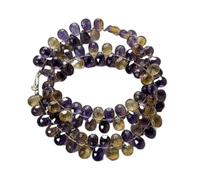LKBEADS Collier de perles d'amétrine naturelle en forme de poire, couleur violette, accessoire de cou 7 x 10 mm | Collier de 43 cm fait main, perles de cristal aux vertus curatives | LKSLF_NCK_00332