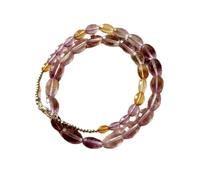 LKBEADS Collier de perles d'amétrine naturelle ovale, couleur violette, accessoire de cou 5x8-12x15mm | Collier de 43 cm (17 pouces) fait main, perles de cristal de guérison | LKSLF_NCK_00402